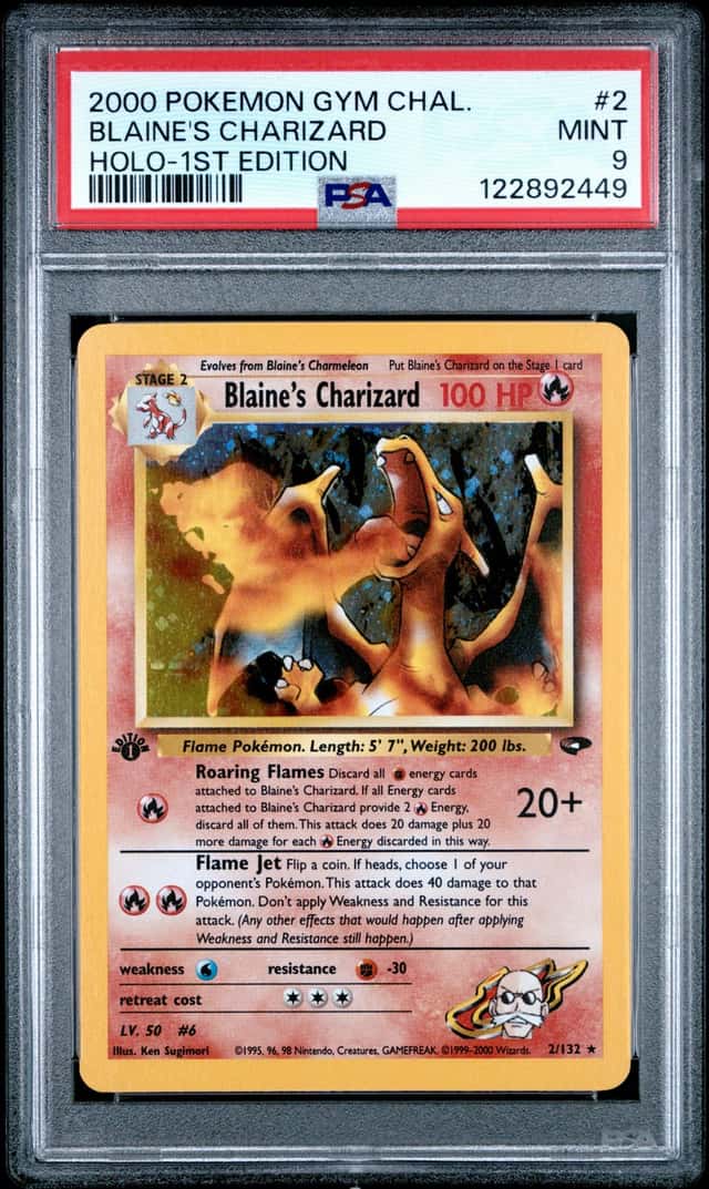 Pokemon Blaine's Charizard Gym Challenge 2/132 Holo 1st Edition PSA 9 Mint