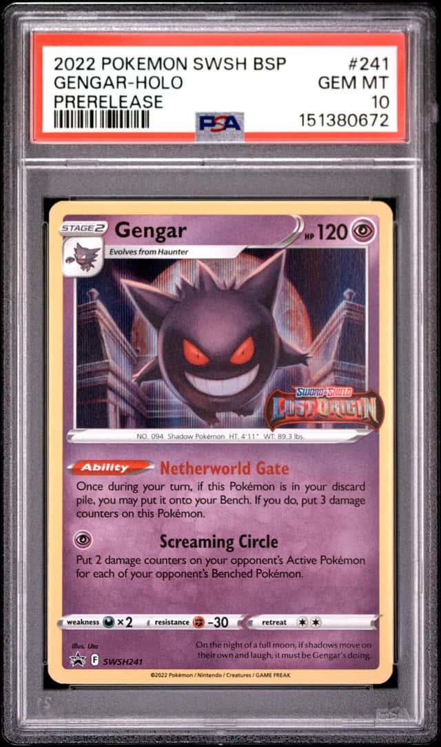 Pokemon Gengar Lost Origin Holo Swsh Black Star Promo 241 Prerelease PSA 10