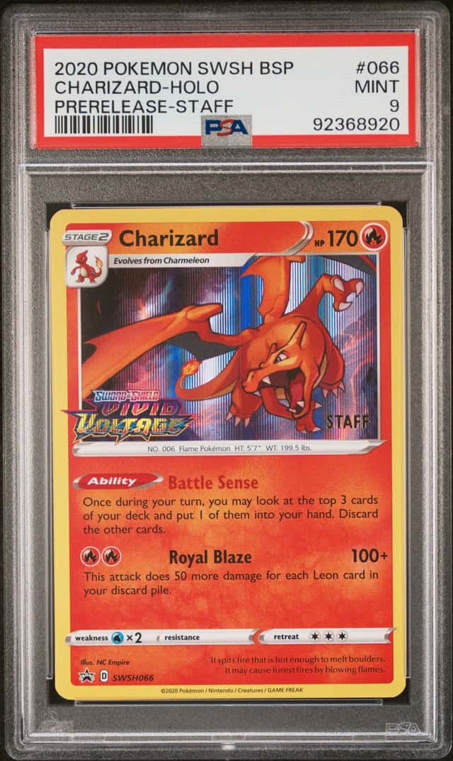 2019 POKEMON SWORD & SHIELD BLACK STAR PROMOS CHARIZARD STAFF PRERELEASE PSA 9
