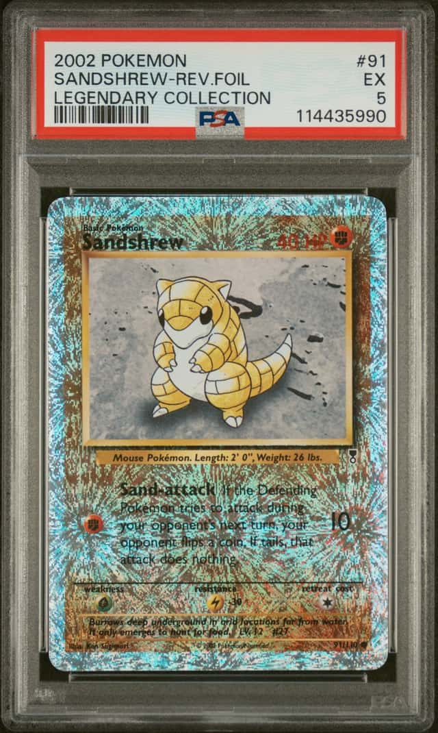 2002 Pokemon Sandshrew #91 Legendary Collections Reverse Foil PSA 5 