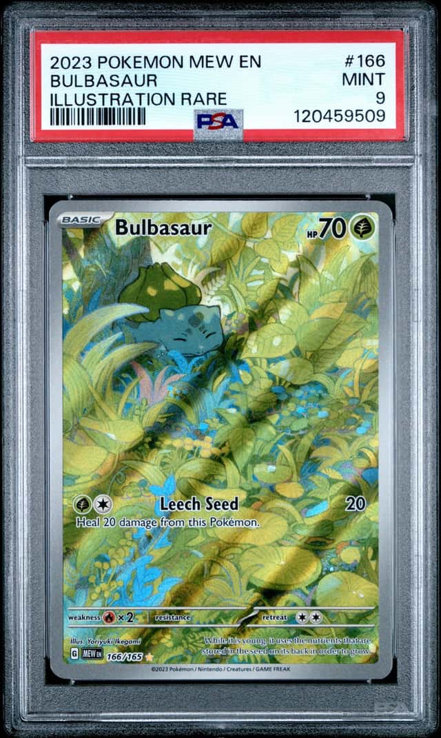 2023 Pokemon 151 Bulbasaur 166/165 Illustration Rare MEW EN PSA 9 MINT