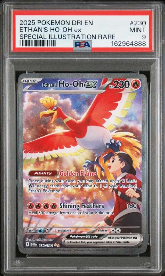 2025 POKEMON DESTINED RIVALS SPECIAL ILLUSTRATION RARE ETHAN'S HO-OH EX PSA 9