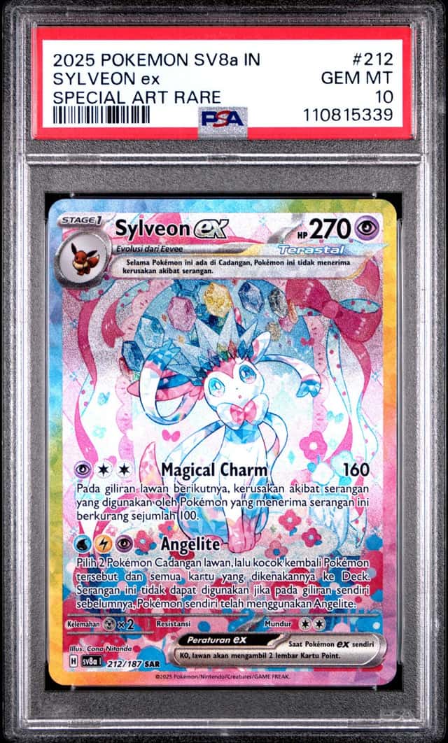 POKEMON SYLVEON 2025 INDONESIAN SV8A I-TERASTAL FEST ex #212 SAR PSA 10