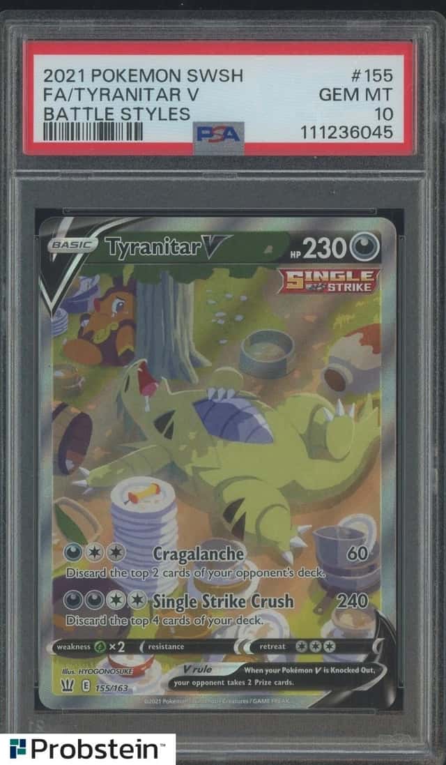 2021 Pokémon SWSH Battle Styles Tyranitar V #155 FA PSA 10 GEM MINT