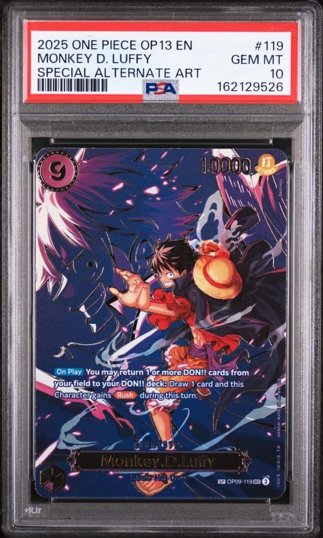 2025 ONE PIECE OP13-CARRYING ON HIS WILL ALTERNATE ART MONKEY D. LUFFY PSA 10