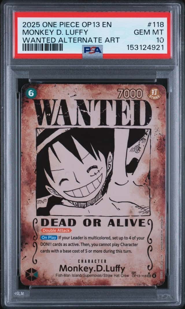 One Piece Monkey.D.Luffy OP13 118 WANTED POSTER SP  Carrying On His Will  PSA 10
