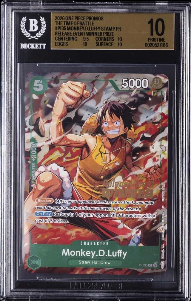 2026 ONE PIECE PROMOS OP16 RELEASE EVENT WINNER MONKEY D LUFFY BGS 10