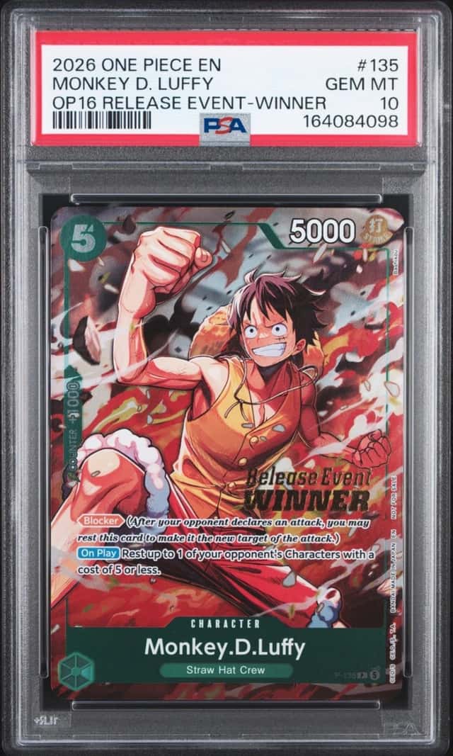 2026 ONE PIECE PROMOS RELEASE EVENT-WINNER #135 MONKEY D. LUFFY PSA 10