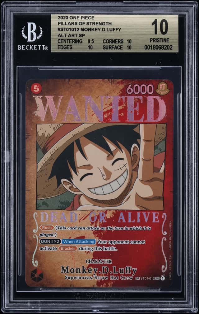 2023 One Piece Pillars Of Strength Alt Art Monkey D. Luffy #ST01-012 BGS 10 PRISTINE