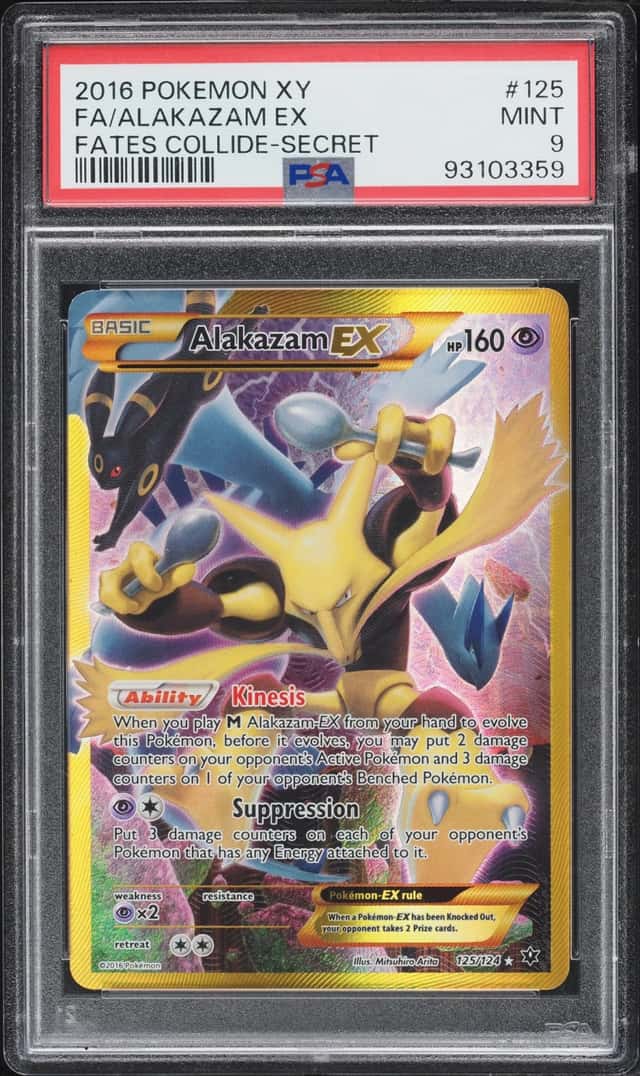 2016 Pokemon XY Fates Collide Full Art Alakazam EX #125 PSA 9 MINT