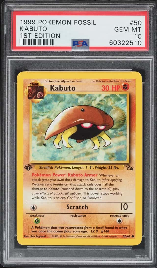 1999 Pokemon Fossil 1st Edition Kabuto #50 PSA 10 GEM MINT