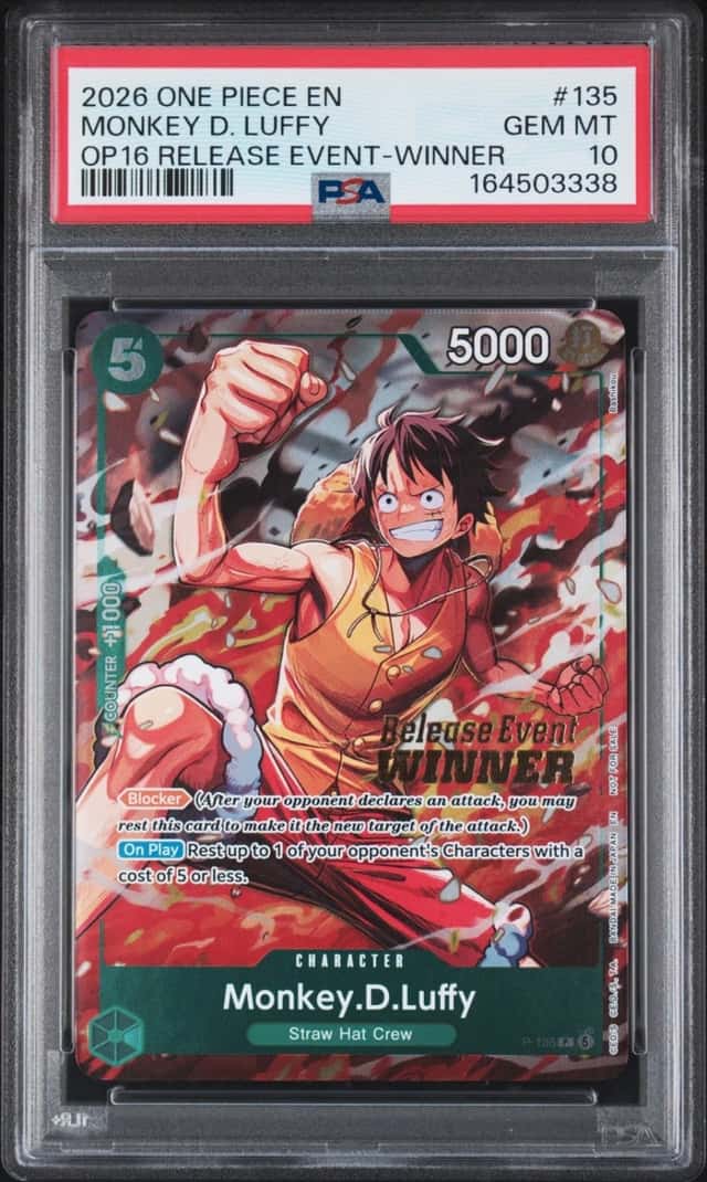 2026 ONE PIECE TIME OF BATTLE RELEASE EVENT-WINNER #135 MONKEY D. LUFFY PSA 10