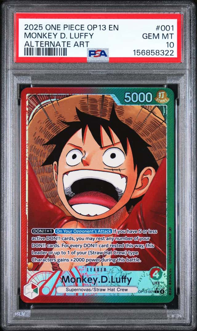 One Piece Monkey D Luffy Alternate Art OP13-001 PSA 10 Gem Mint