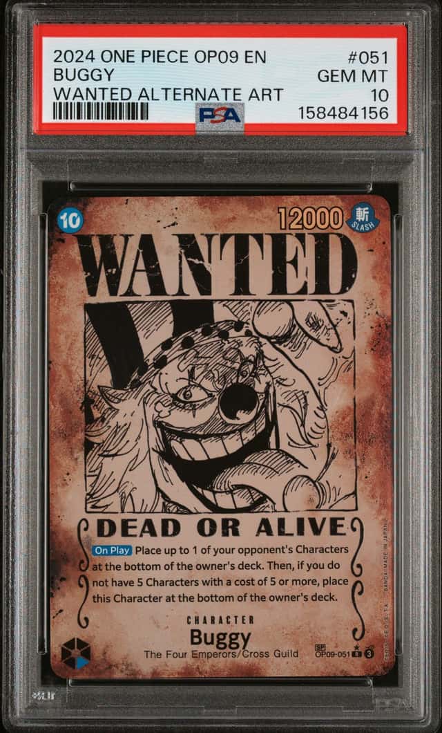 2024 One Piece OP09 EN Wanted Alternate Art #051 Buggy PSA 10 GEM MINT