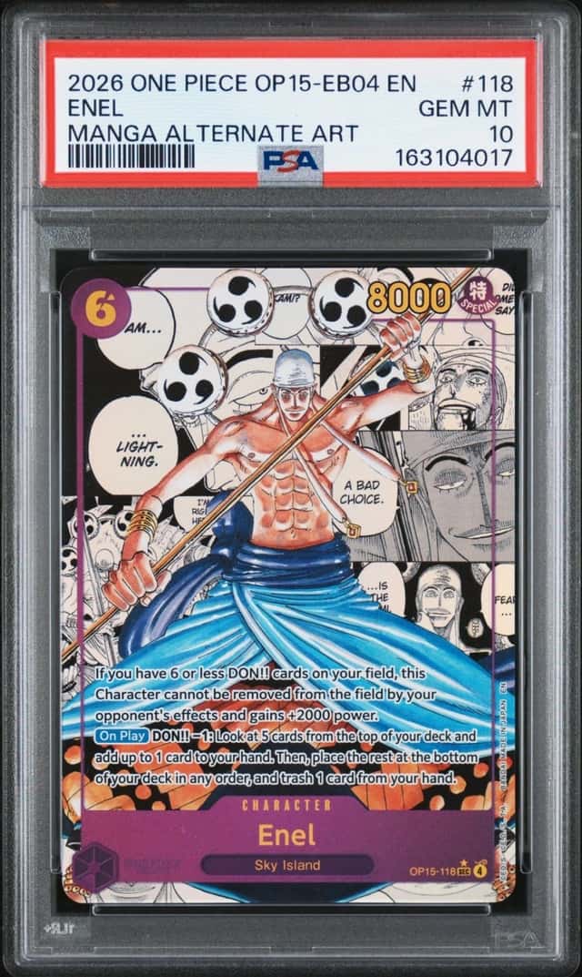 2026 ONE PIECE ADVENTURE ON KAMI'S ISLAND MANGA ALT ART #118 ENEL PSA 10