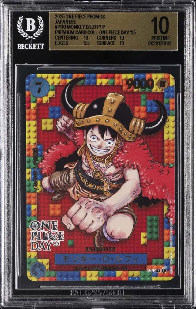 2025 ONE PIECE PROMOS JAPANESE #P-110 MONKEY .D. LUFFY BGS 10