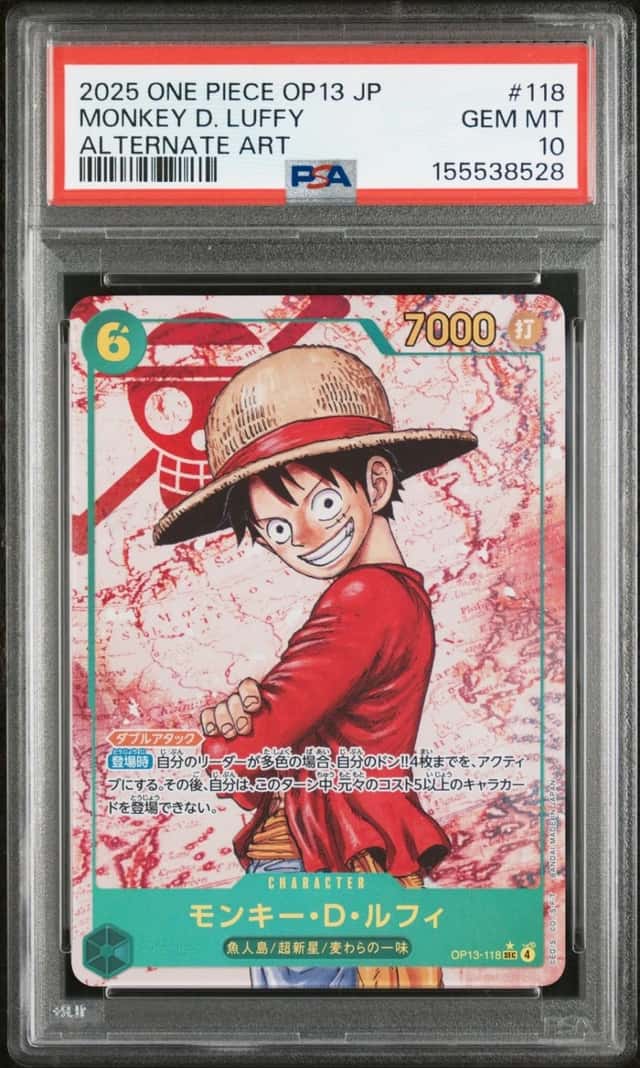 2025 ONE PIECE JPN CARRYING ON HIS WILL ALT ART #118 MONKEY D. LUFFY PSA 10