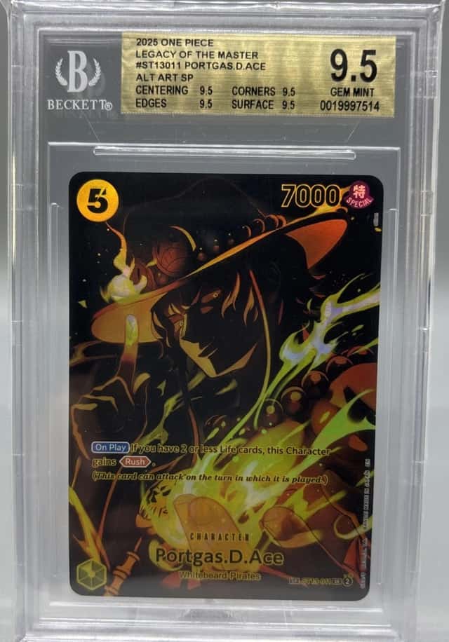 2025 One Piece Portgas D Ace SP Alt Art Legacy Of The Master ENG BGS 9.5 
