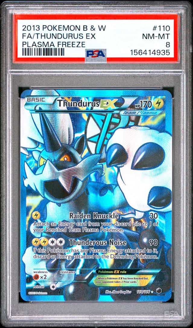 2013 POKEMON B&W PLASMA FREEZE #110 FULL ART/THUNDURUS EX PSA 8