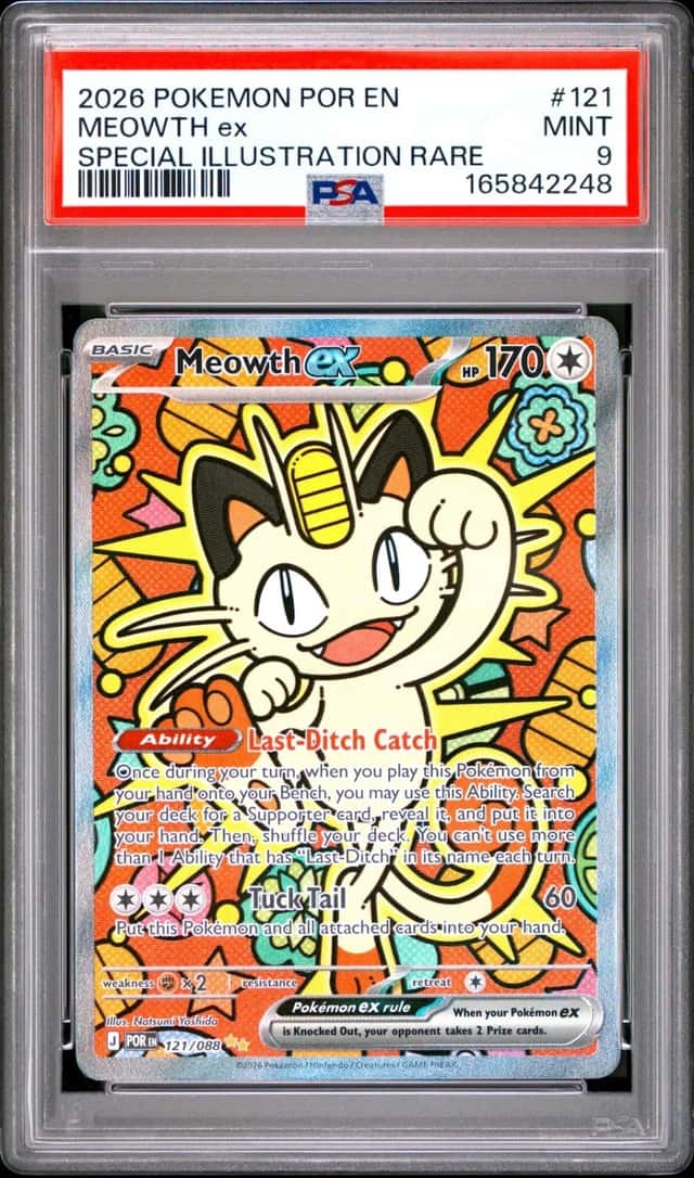 2026 POKEMON POR EN-PERFECT ORDER SPECIAL ILLUSTRATION RARE #121 MEOWTH EX PSA 9