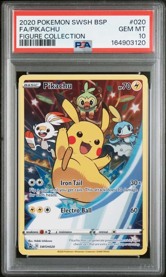 2020 POKEMON SWSH BLACK STAR PROMO FIGURE COLLECTION FULL ART/PIKACHU PSA 10