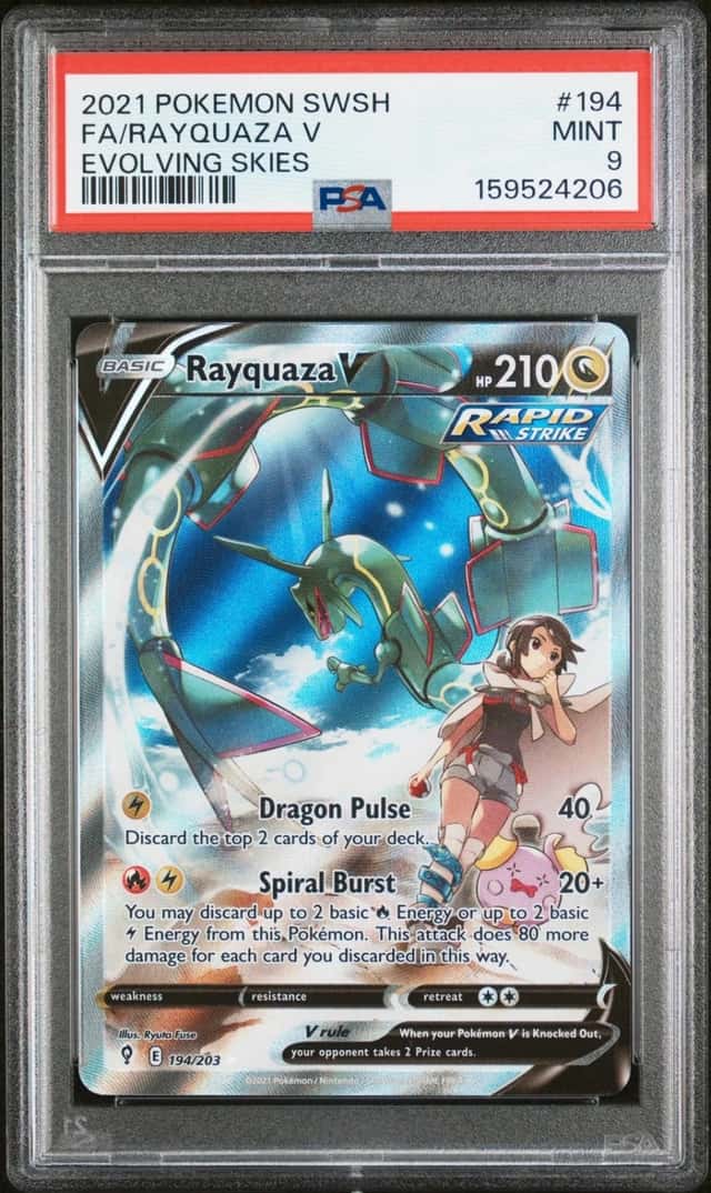Pokemon Rayquaza V Evolving Skies Full Alt Art 194/203 PSA 9 Mint