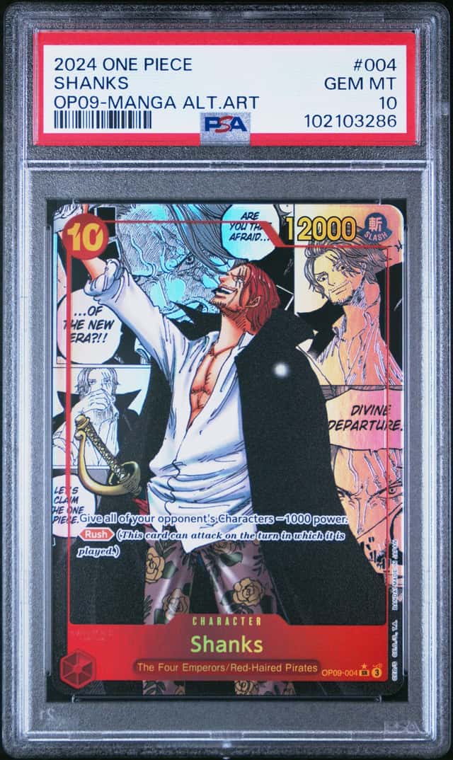 One Piece Shanks Emperors In The New World OP09-004 Manga Alternate Art PSA 10