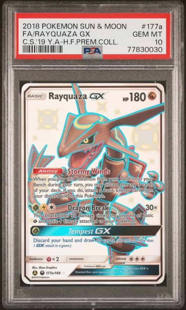 Pokemon Rayquaza GX 177a/168 2019 Yellow A Hidden Fates Premium Coll. PSA 10