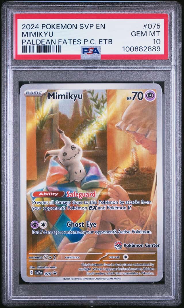 Pokemon Mimikyu Sv Black Star Promo 075 Paldean Fates Pokemon Center Etb PSA 10