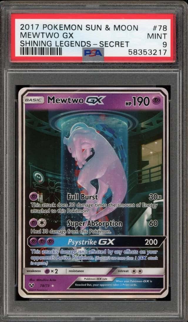 Pokemon Mewtwo GX Shining Legends 78/73 Secret Rare PSA 9 Mint