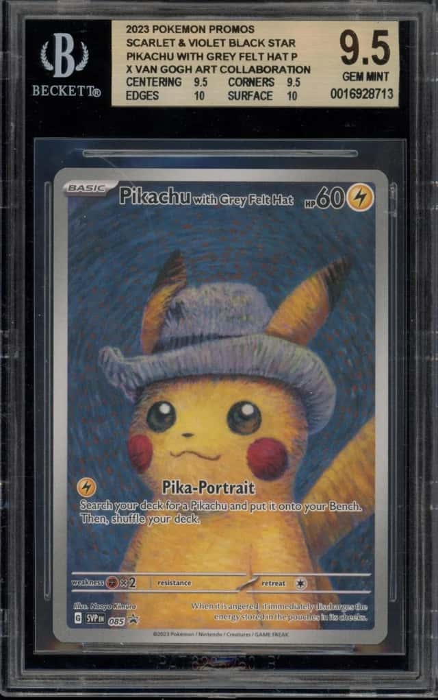 Pokemon Pikachu With Grey Felt Hat Van Gogh Black Star Promos 085 Bgs 9.5