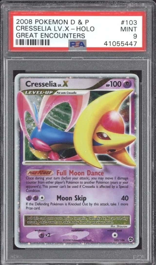 2008 Pokemon Diamond & Pearl Great Encounters Cresselia LV.X 103/106 PSA 9 Mint