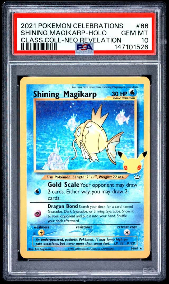 2021 POKEMON CELEBRATIONS CLASSIC COLLECTION #66 SHINING MAGIKARP-HOLO PSA 10