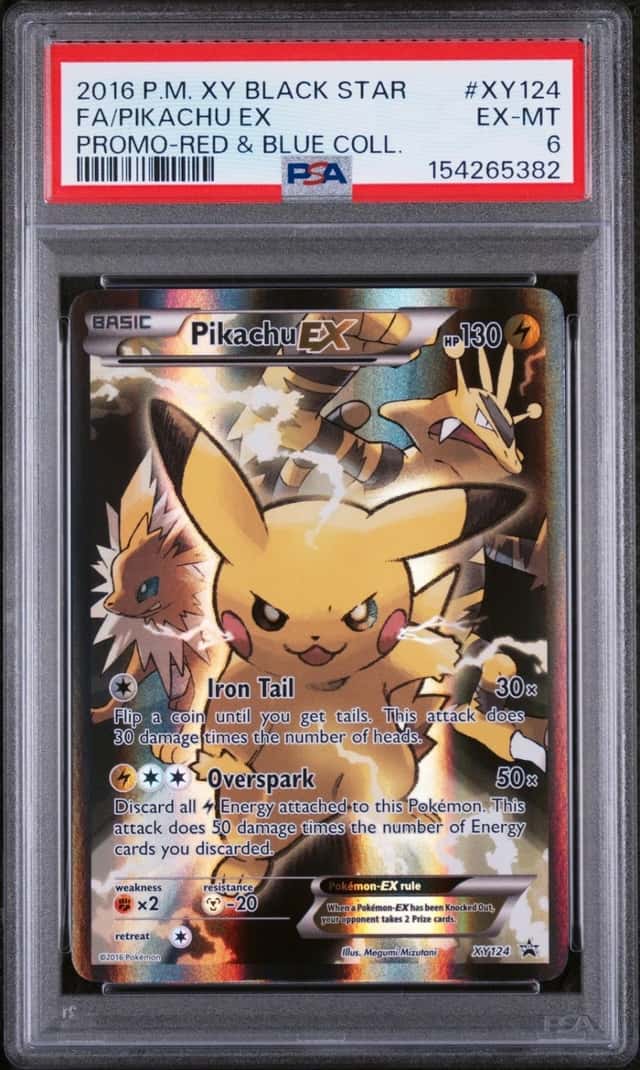 2016 POKEMON XY BLACK STAR PROMO RED & BLUE COLLECTION FULL ART/PIKACHU EX PSA 6