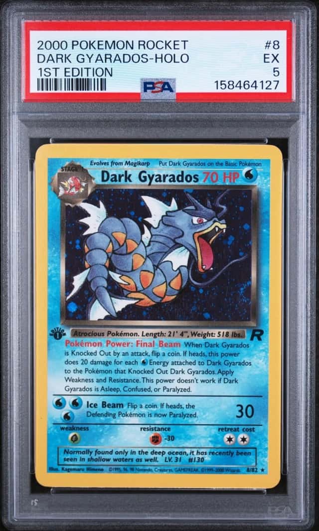 2000 POKEMON ROCKET 1ST EDITION #8 DARK GYARADOS-HOLO PSA 5