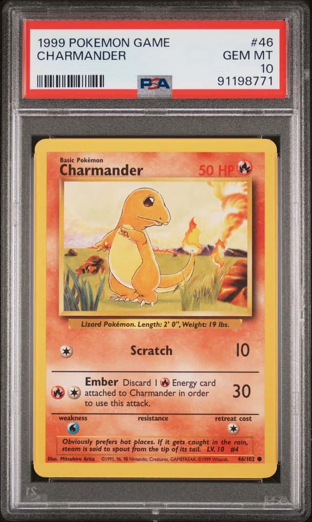 1999 POKEMON BASE SET UNLIMITED #46/102 CHARMANDER PSA 10