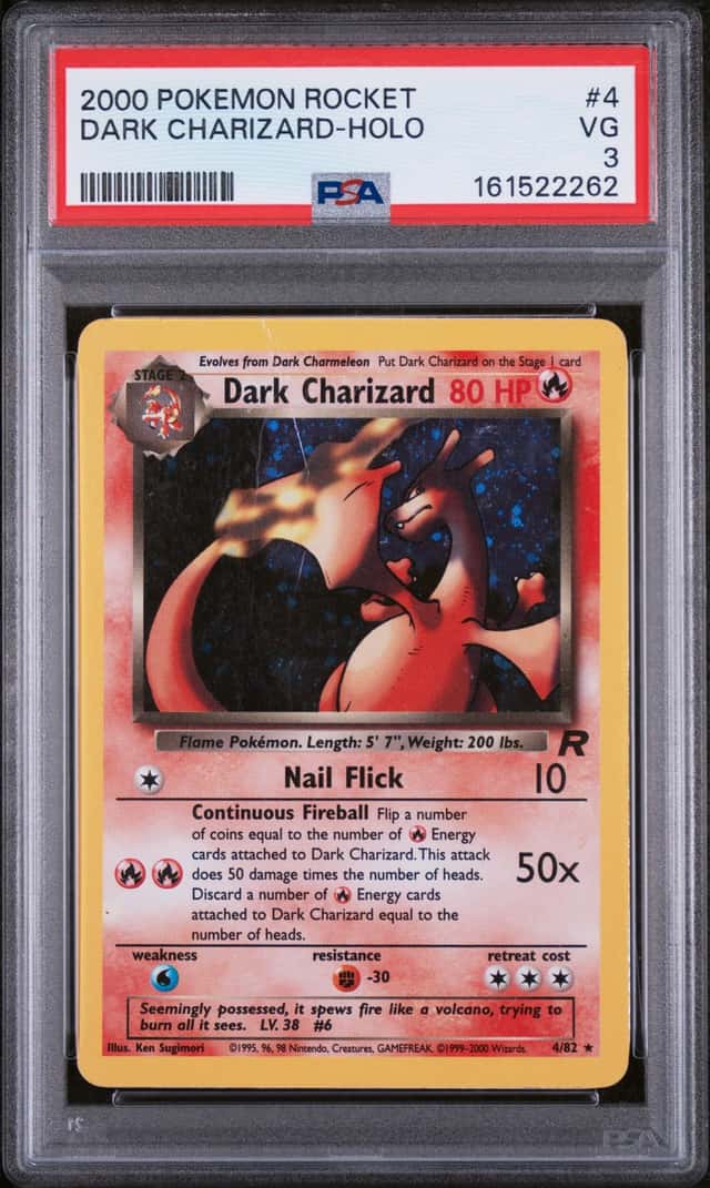 Pokémon Dark Charizard Holo Rare TCG PSA 3 VG