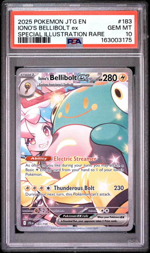 2025 POKEMON JTG SPECIAL ILLUSTRATION RARE #183 IONO'S BELLIBOLT EX PSA 10