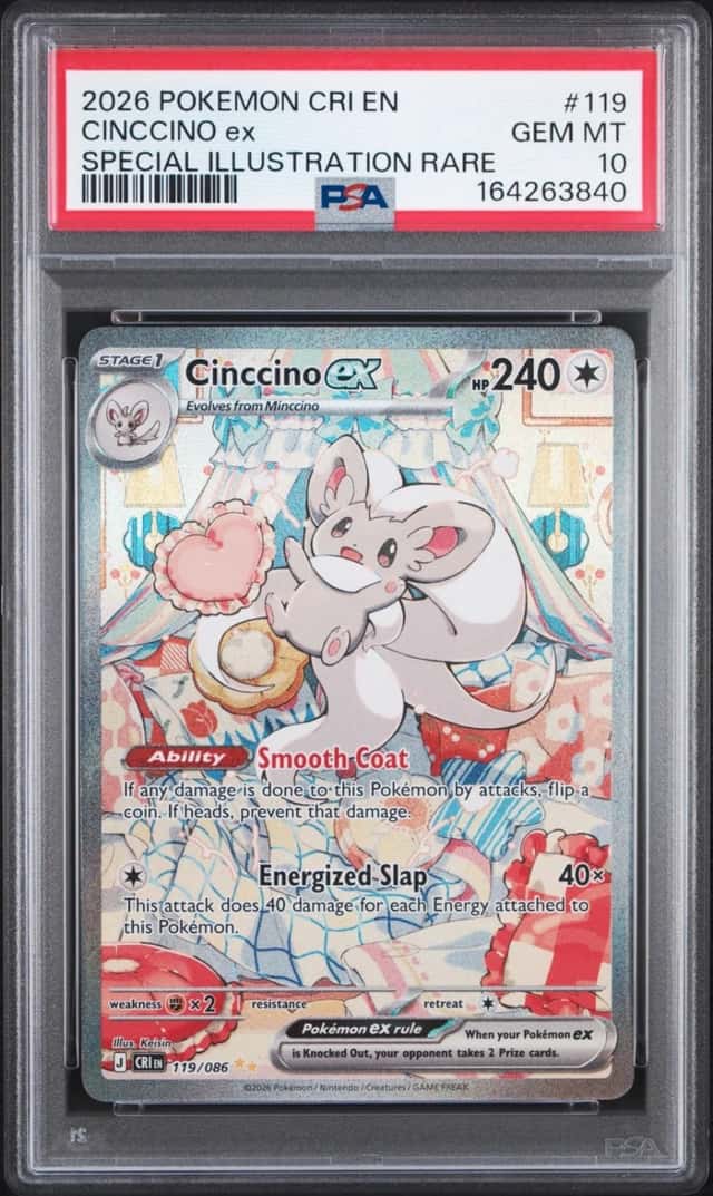 2026 POKEMON CRI EN-CHAOS RISING SPECIAL ILLUSTRATION RARE CINCCINO EX PSA 10