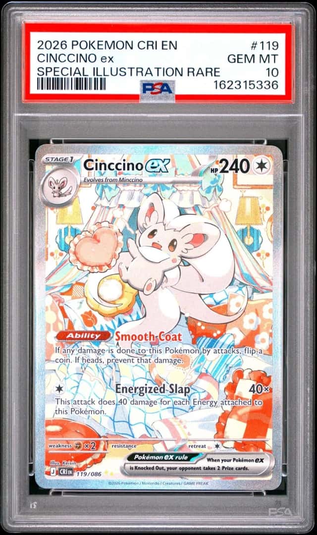 2026 POKEMON CRI EN-CHAOS RISING SPECIAL ILLUSTRATION RARE CINCCINO EX PSA 10