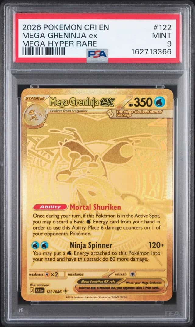 2026 POKEMON CRI EN-CHAOS RISING MEGA HYPER RARE #122 MEGA GRENINJA EX PSA 9