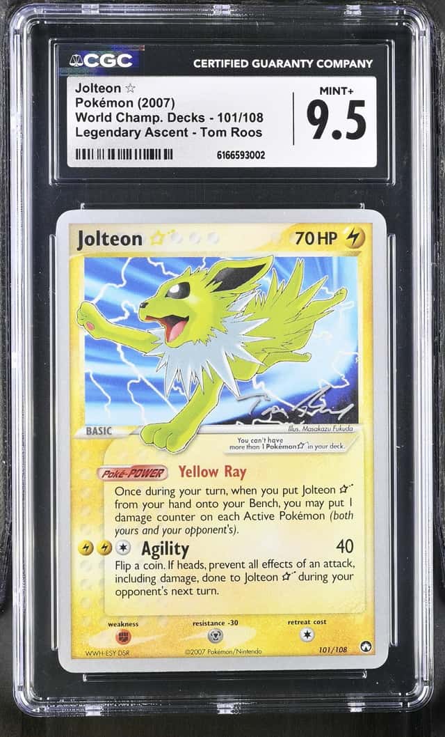 Pokémon Gold Star Jolteon 2007 World Chmp. Dk Leg Ascent Tom Roos CGC 9.5