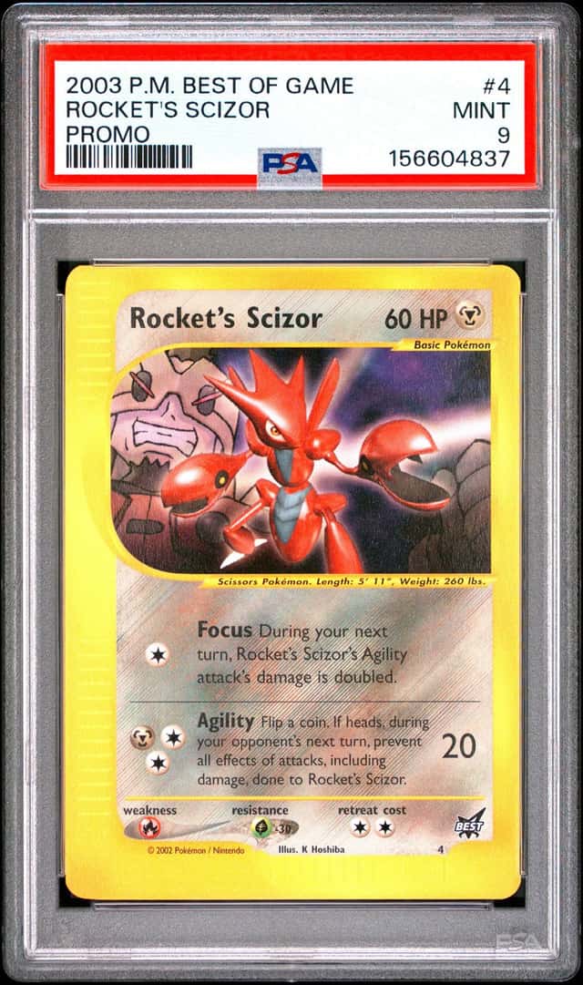 2003 POKEMON BEST OF GAME PROMO #4 ROCKET'S SCIZOR PSA 9