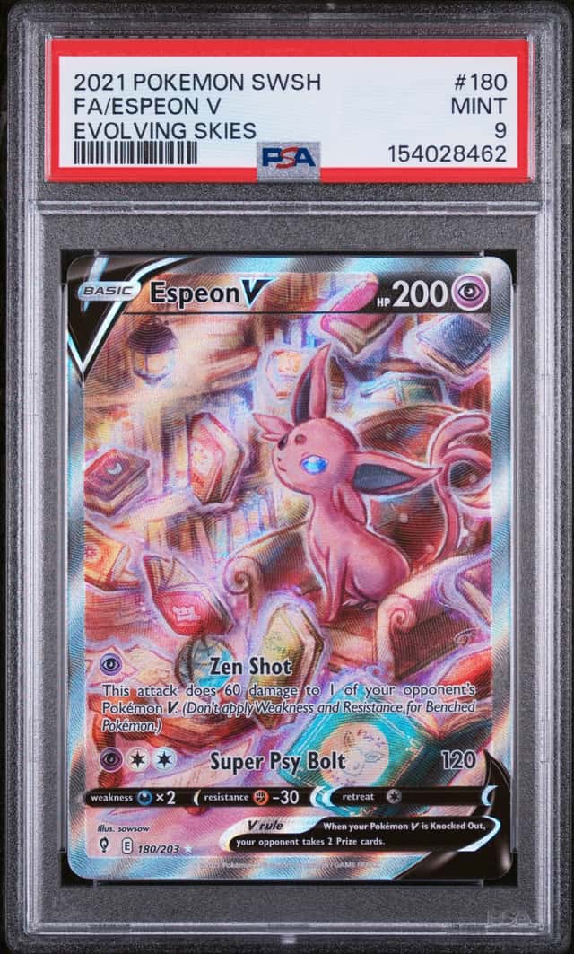 2021 Pokemon SWSH Evolving Skies Espeon V Alternate Full Art #180/203 PSA 9