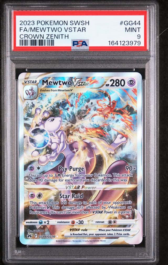 2023 POKEMON SWORD & SHIELD CROWN ZENITH #GG44 FULL ART/MEWTWO VSTAR PSA 9
