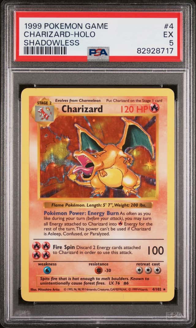 Wizards of the Coast Pokemon TCG 1999 Charizard Shadowless Holo 4/102 PSA 5