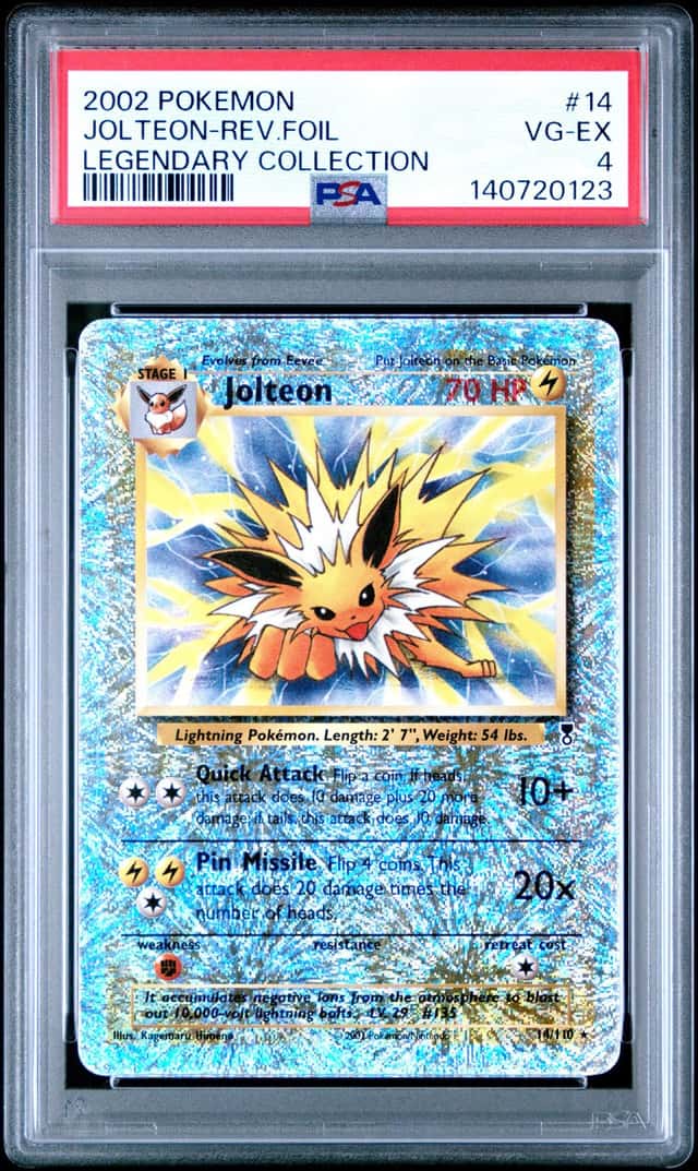 2002 POKEMON LEGENDARY COLLECTION #14 JOLTEON-REVERSE FOIL PSA 4 RARE
