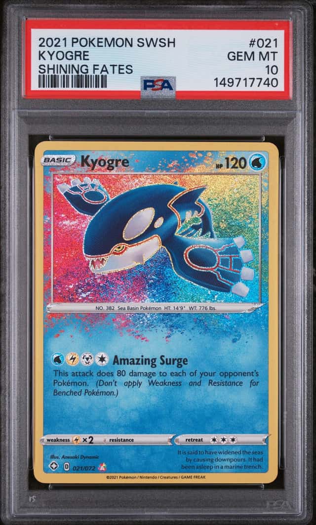 Kyogre PSA 10 2021 Pokemon Sword & Shield Shining Fates #021/072 7740