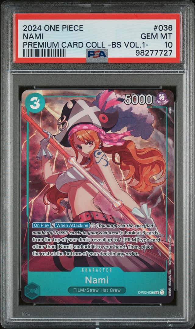 2024 One Piece OP02-036 Nami Premium Card Coll -BS Vol. 1- PSA 10 GEM MINT