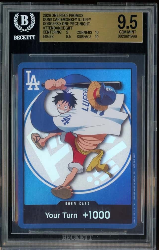 2026 DODGERS x ONE PIECE NIGHT MONKEY D LUFFY DON!! CARD PROMO BGS 9.5 GEM MINT